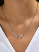Colar Feminino Tiny Double Hollow Heart